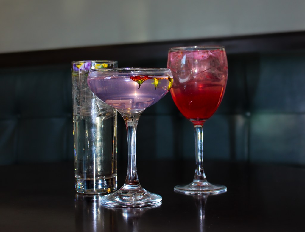 Washington Hilton, Suntory Cherry Blossom Cocktails, coupe glass, highball glass, wine glass