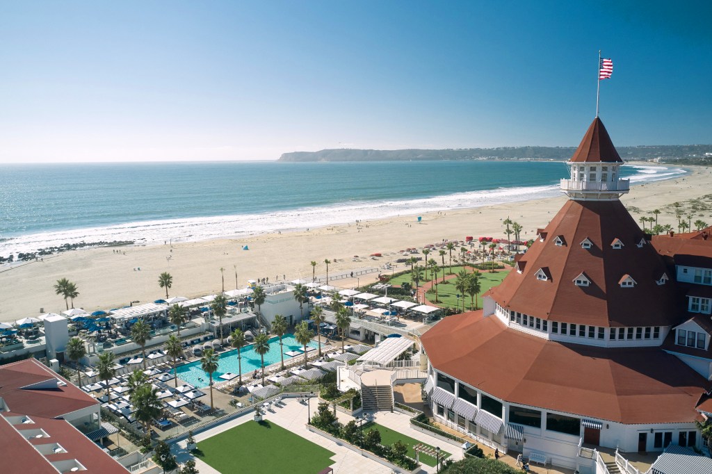 Hotel del Coronado, Aerial Pool and Ocean view