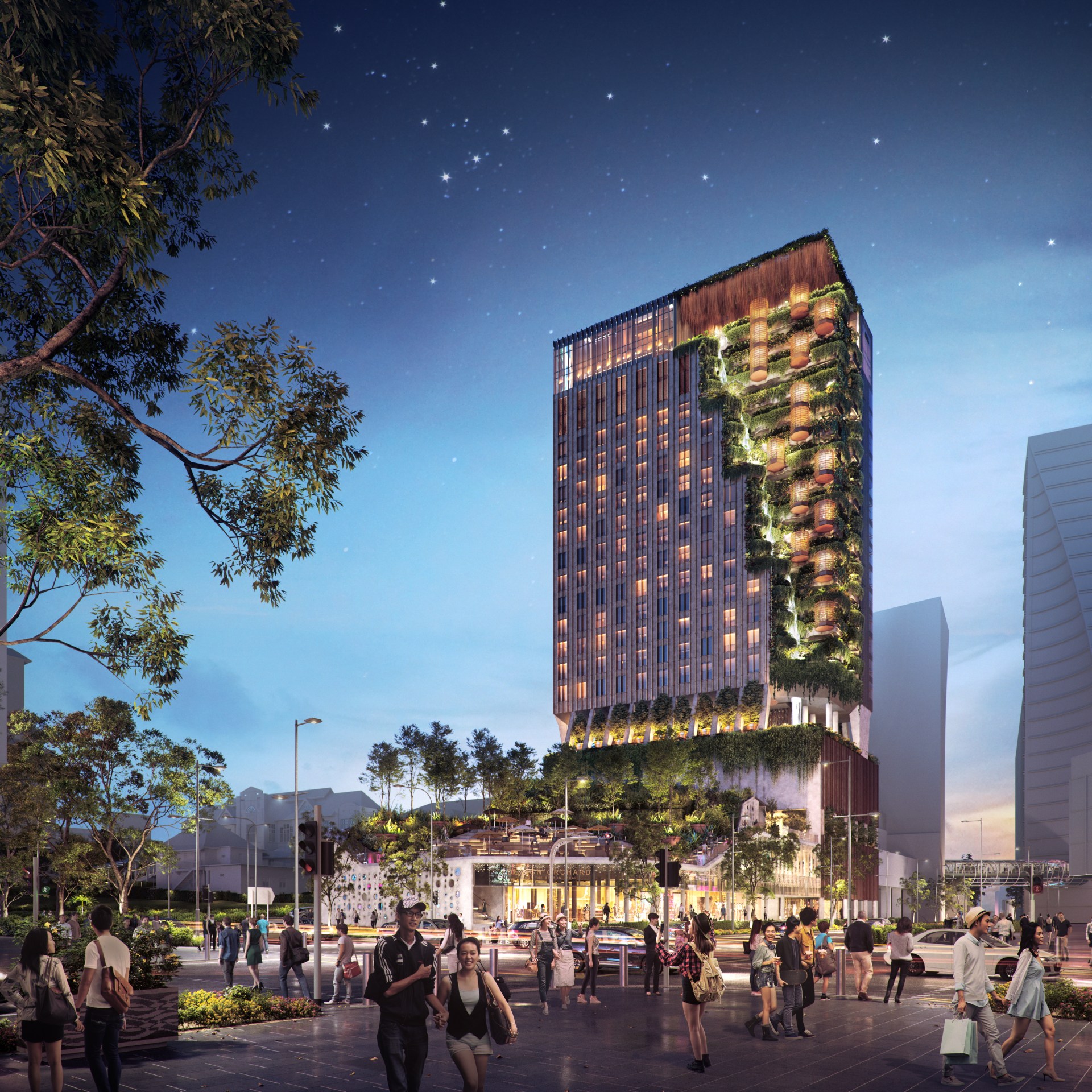 A rendering of the exterior of the new Nomad Hotel in Singapore
