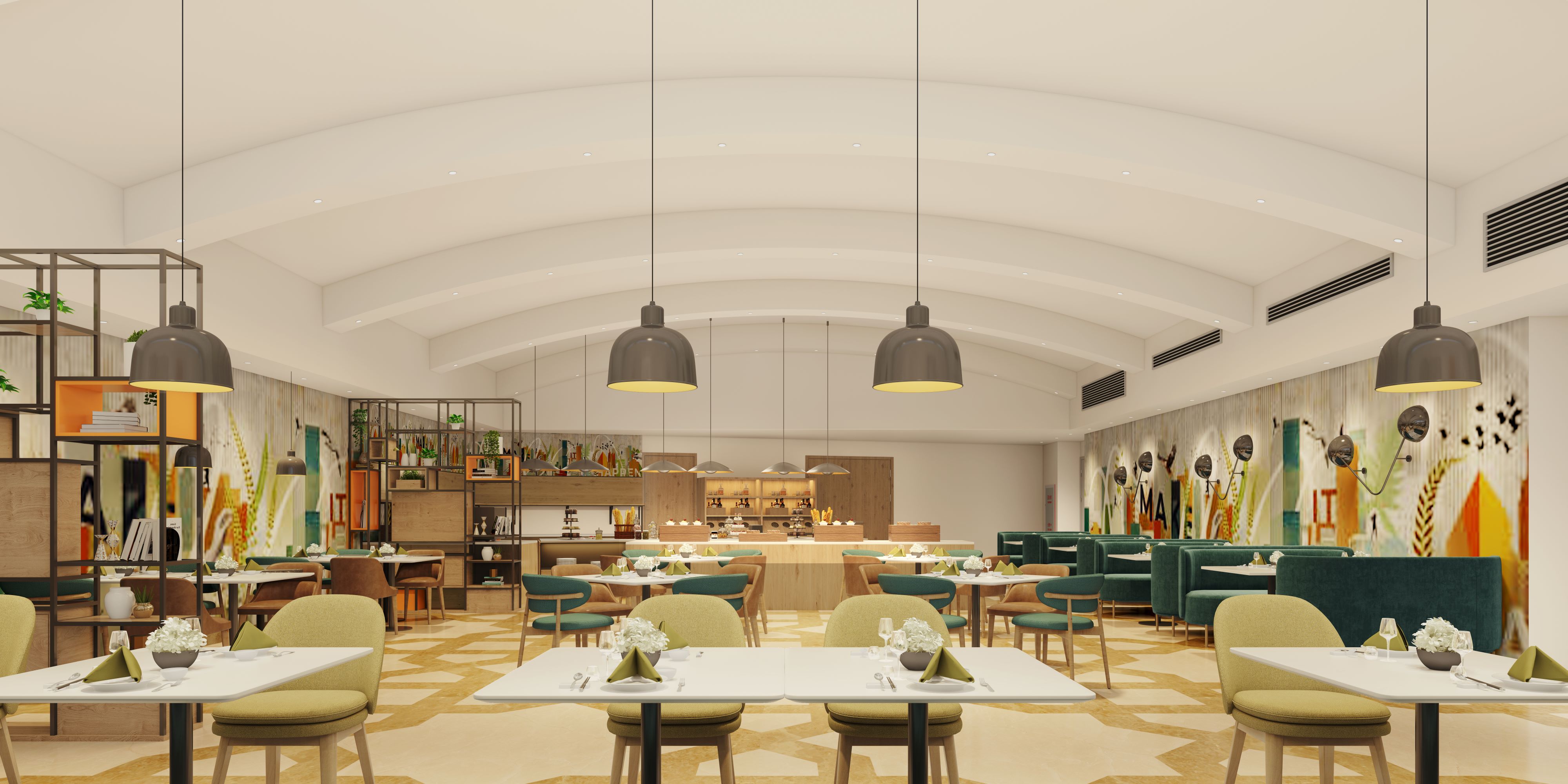 Spark by Hilton Makkah Aziziyah, dining area with a variety of seating options tables with chairs as well as couches