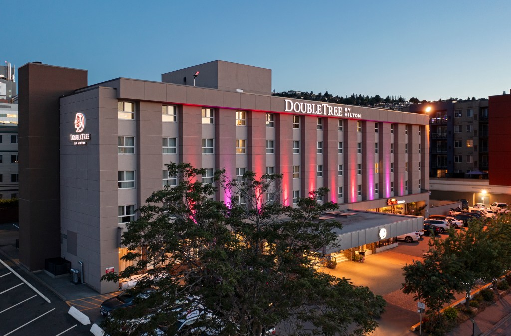 The exterior of the DoubleTree by Hilton in Kamloops, British Columbia