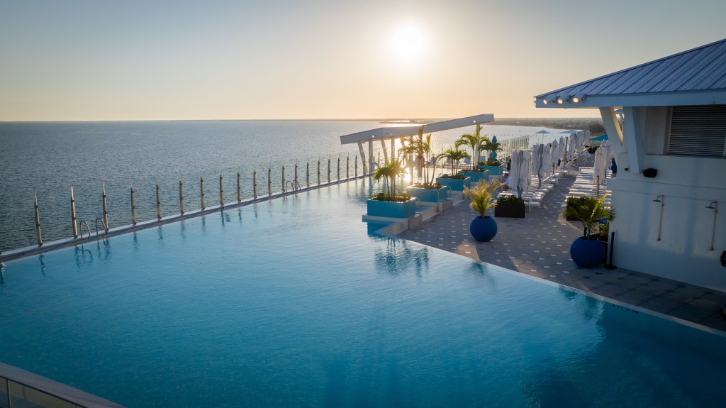 A pool outside the Sunseeker Resort overlooking the ocean