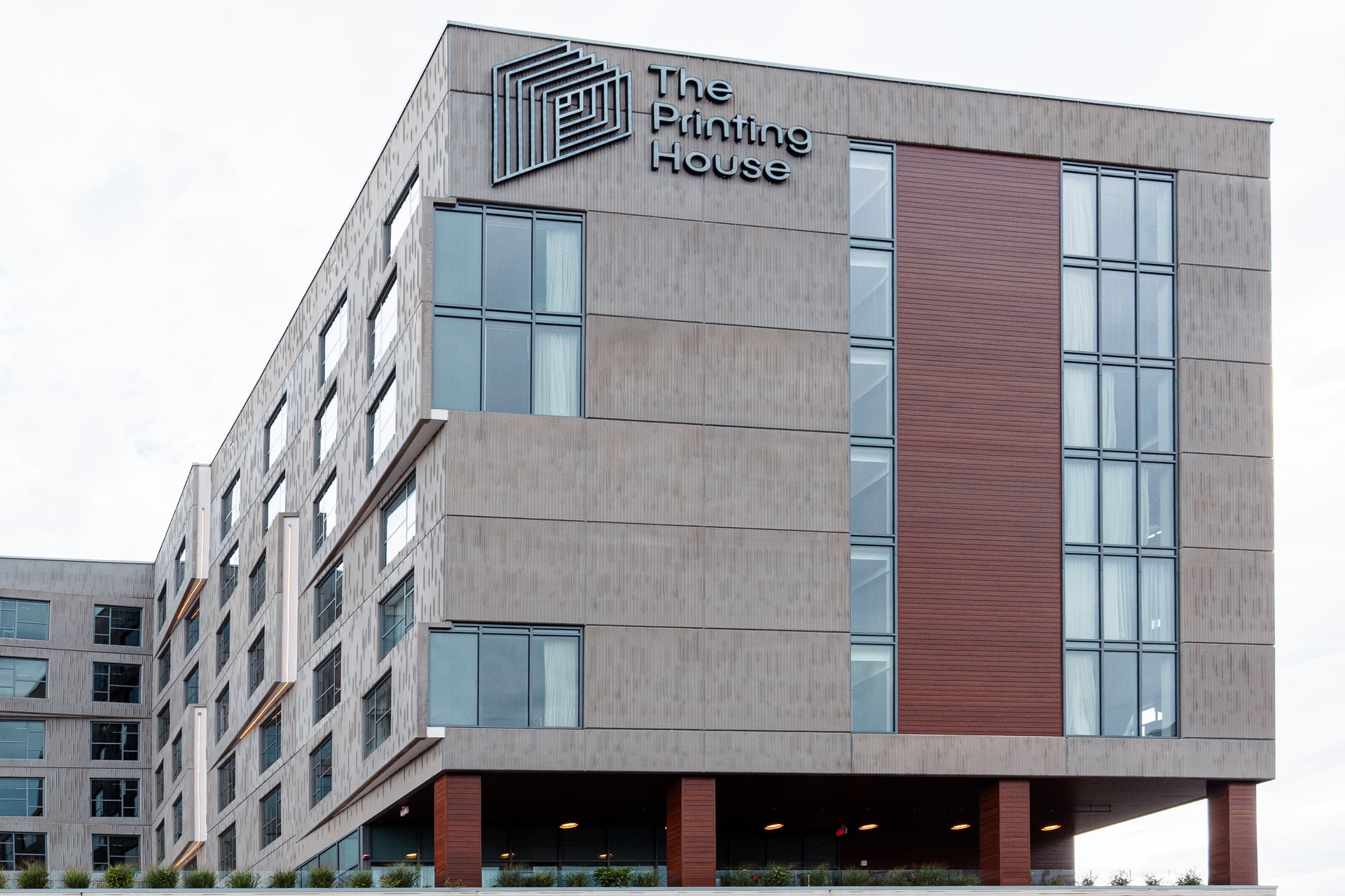 The modern exterior of the The Printing House Nashville