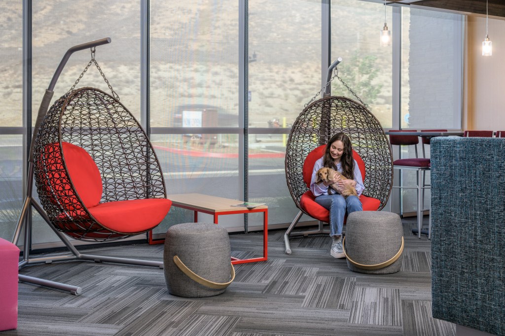 Hanging chairs at Tru by Hilton Norco Eastvale