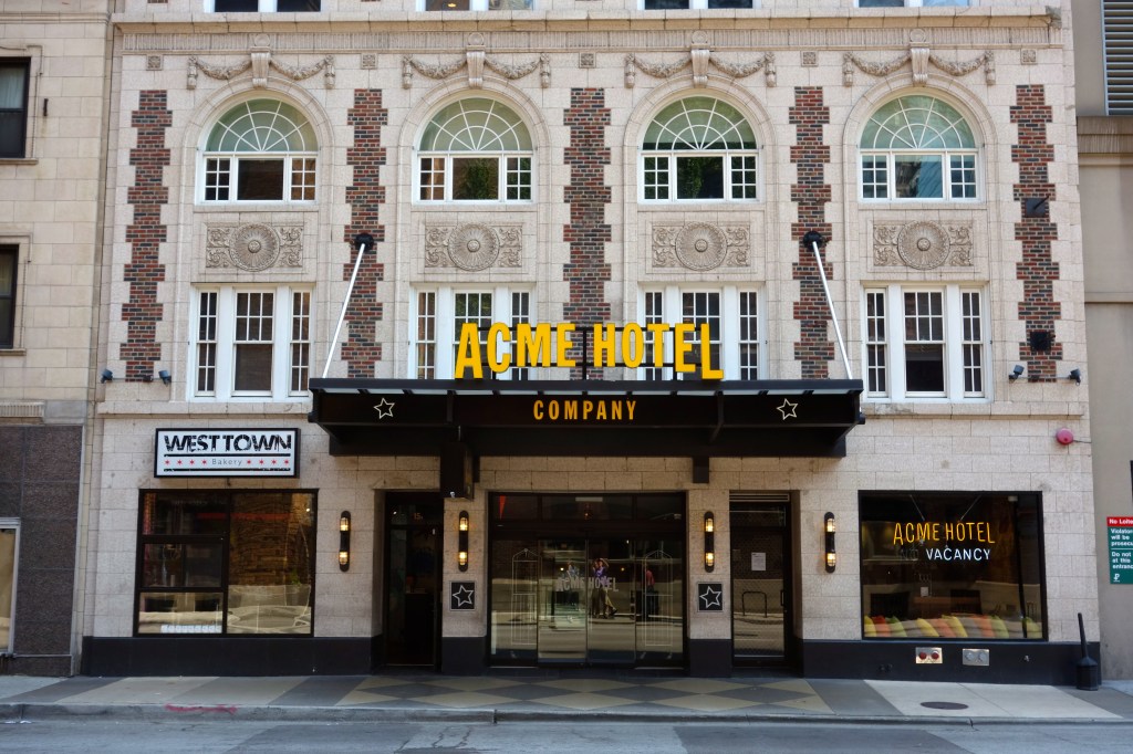 The front of the hotel from street level
