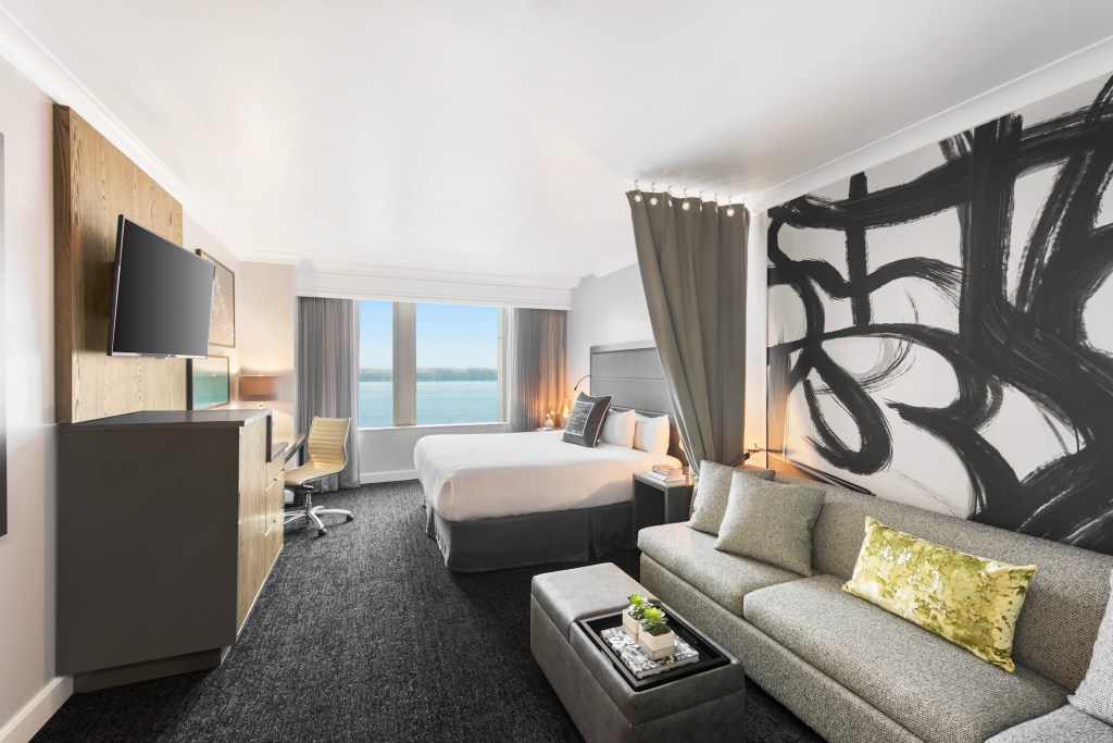 Premium water view king room at Hilton Motif Seattle