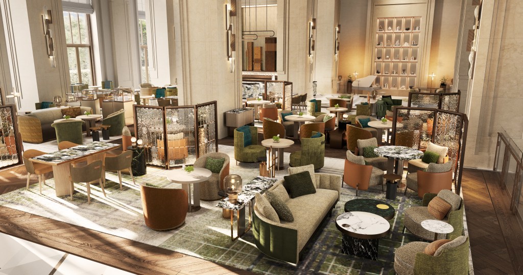 A dining room filled with various seating options