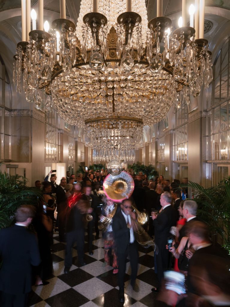 Silver Corridor at Waldorf Astoria New York Opening Gala, November 6, 2025 (Photo Credit: Corbin Gurkin Photography)