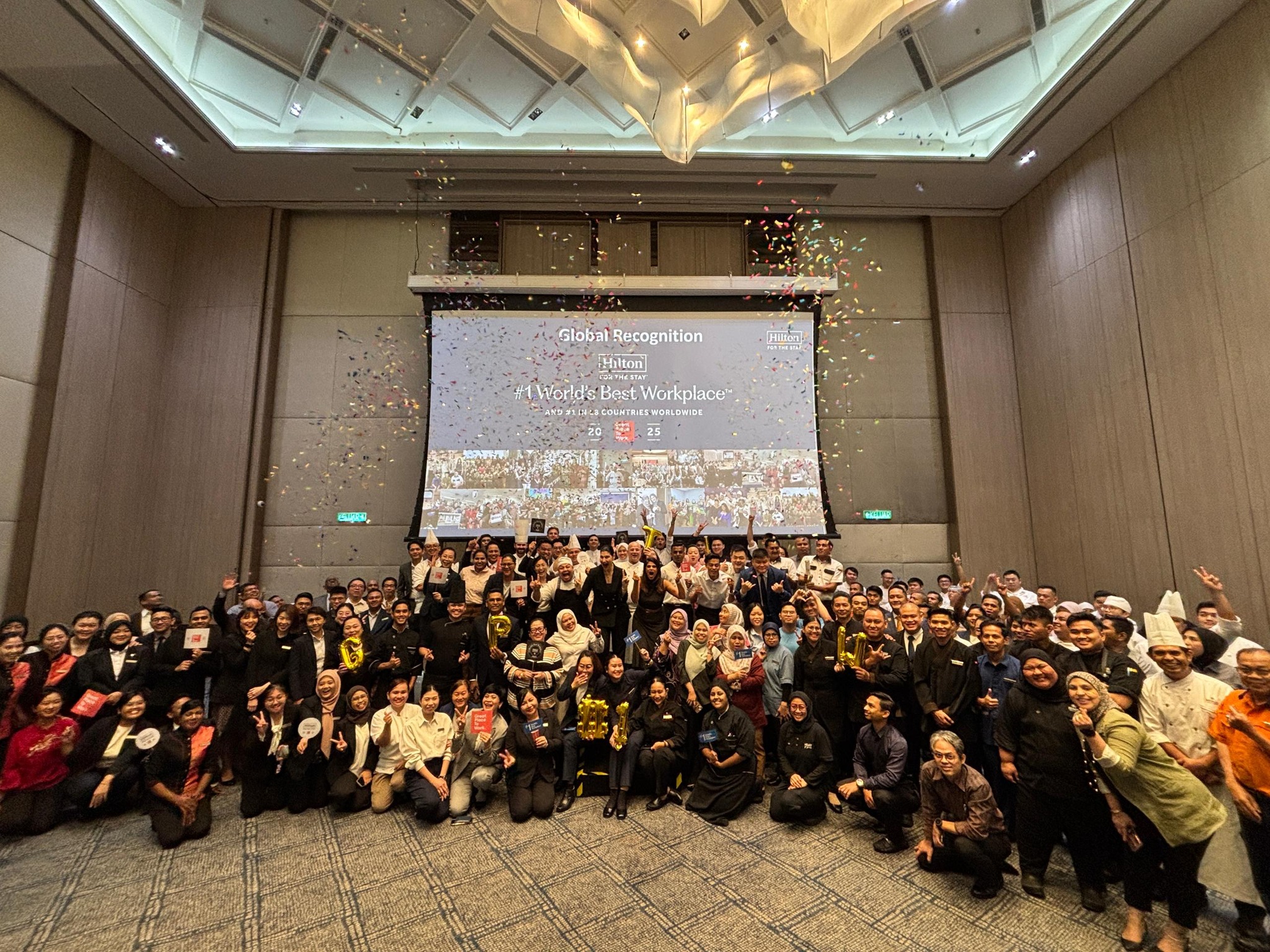 Hilton Kuala Lumpur - Photo of Hilton Team celebrating Malaysia Best Workplace win